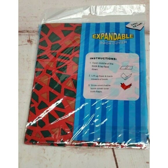 Expandable Jumbo Book Cover Red Green Square Design - Picture 5 of 6